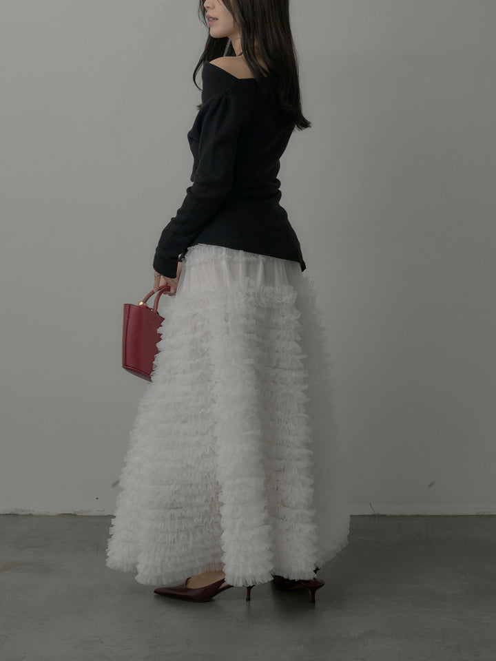 ドラマチックフリルチュールスカート
