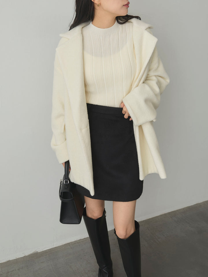 【SET】【Essential】オーバーサイズジャケットコート+【Essential】ウールタッチミニスカート(2set)