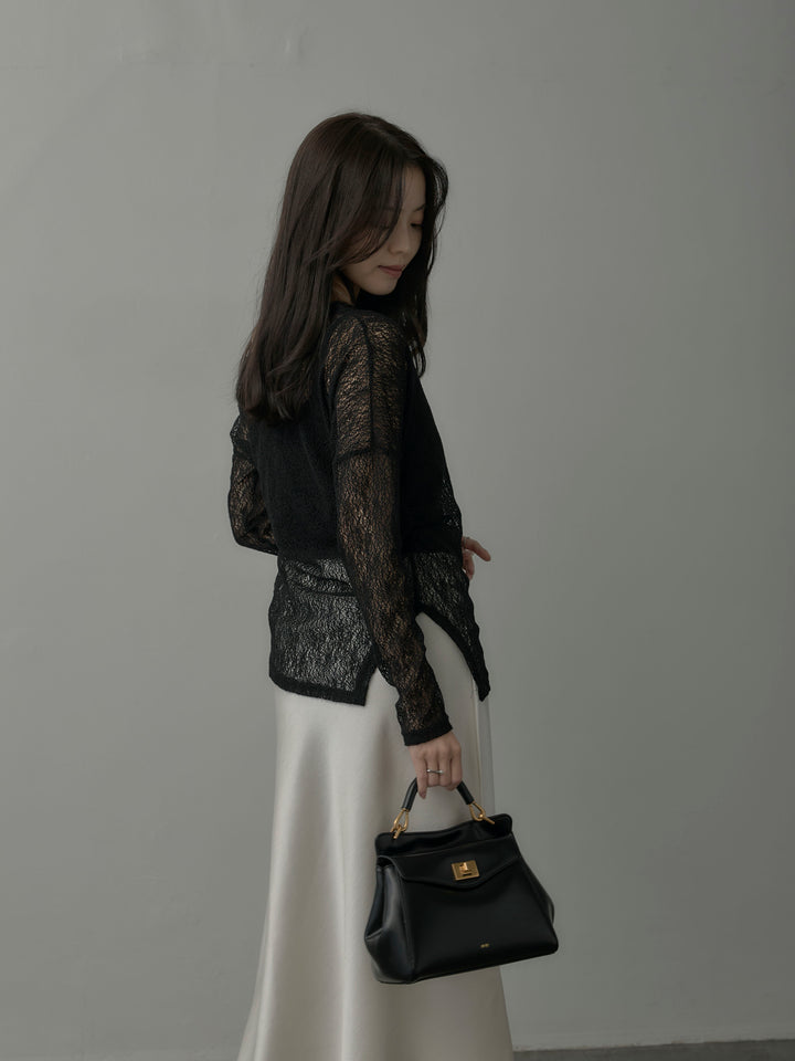 【SET】マフラー付き2WAYケープコート+【インナー付き】シアーレーストップス+ヘビーサテンAラインスカート(3set)