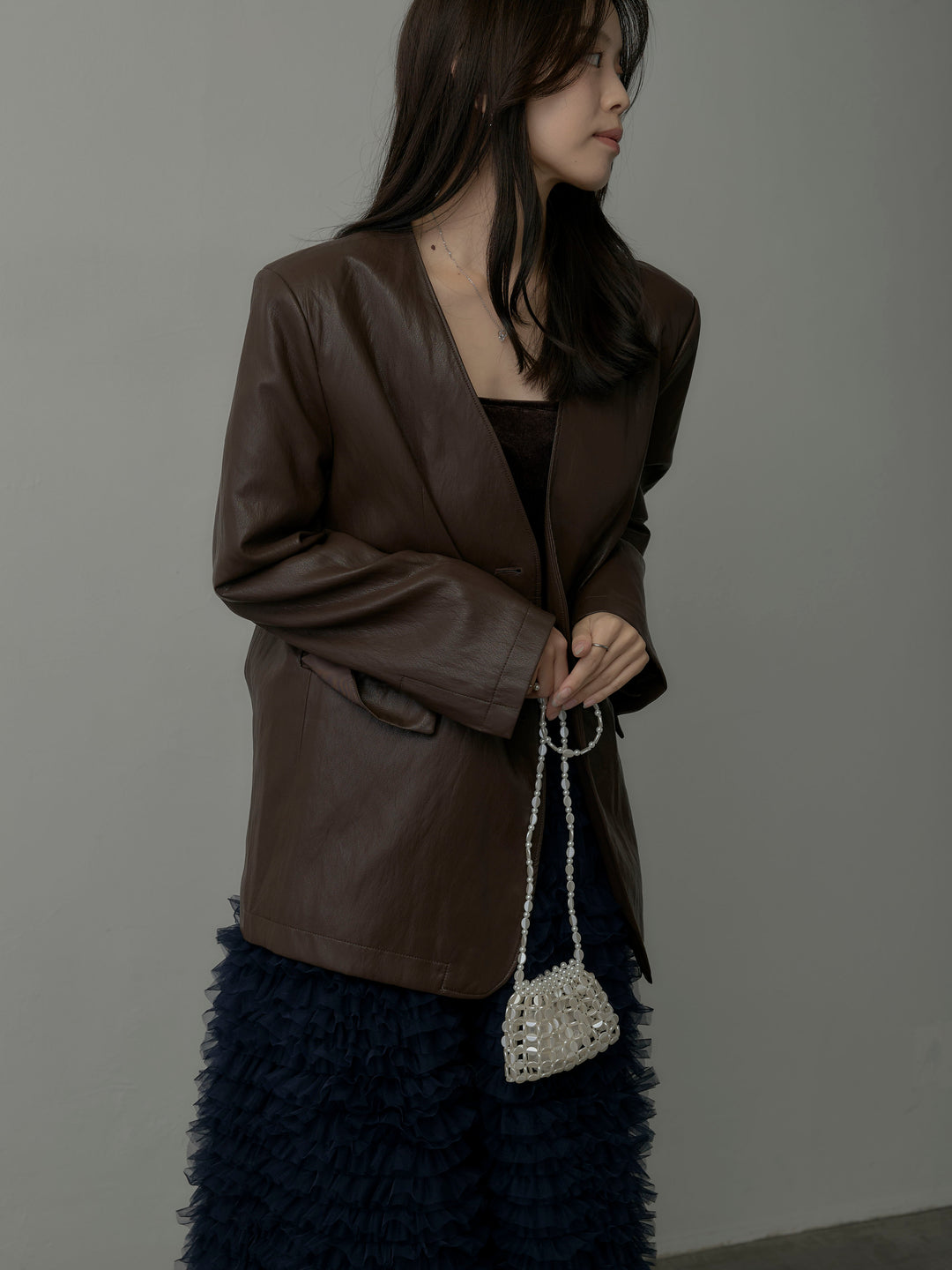 レザーノーカラージャケット