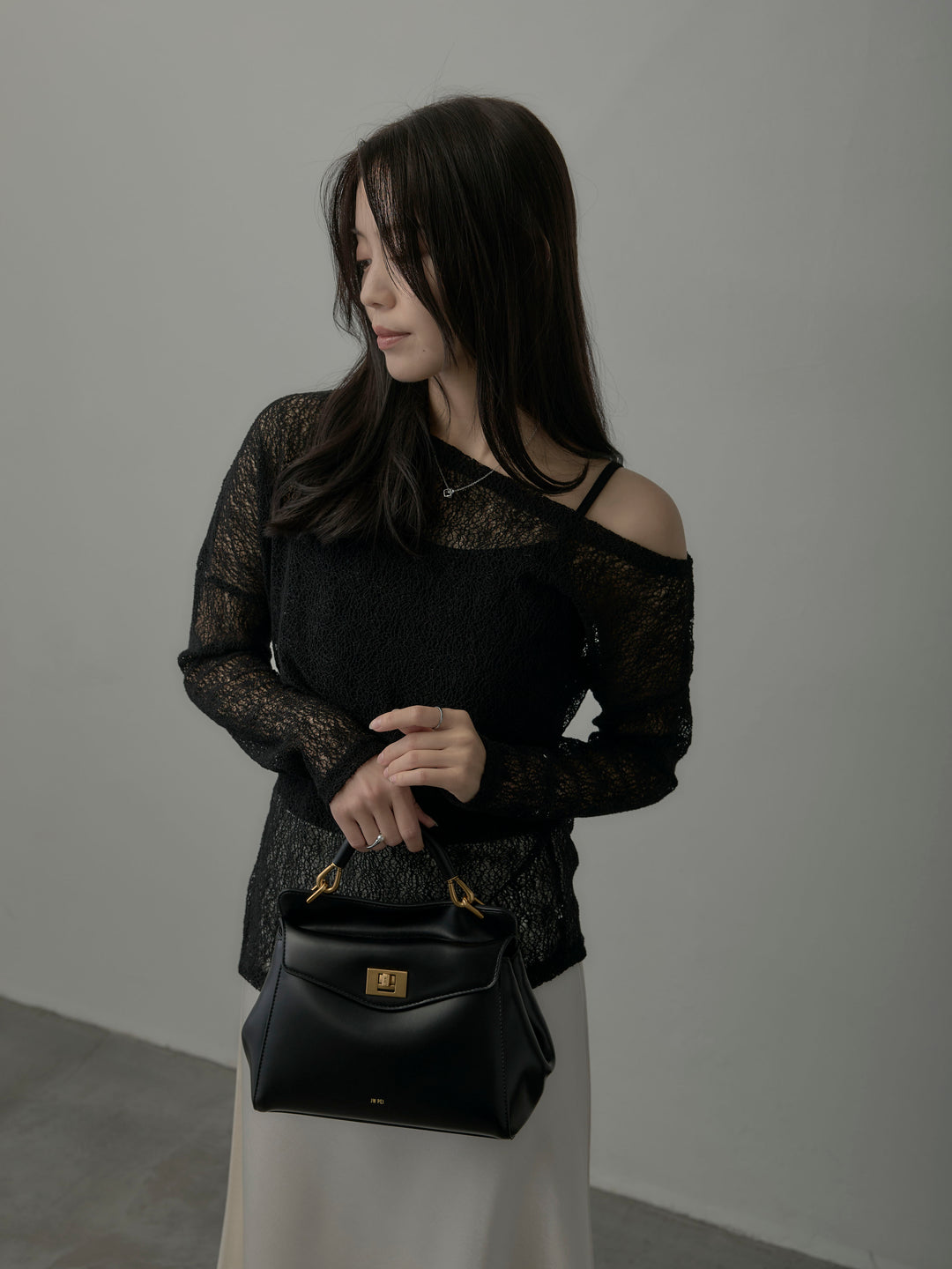 【SET】【インナー付き】シアーレーストップス+ヘビーサテンAラインスカート(2set)