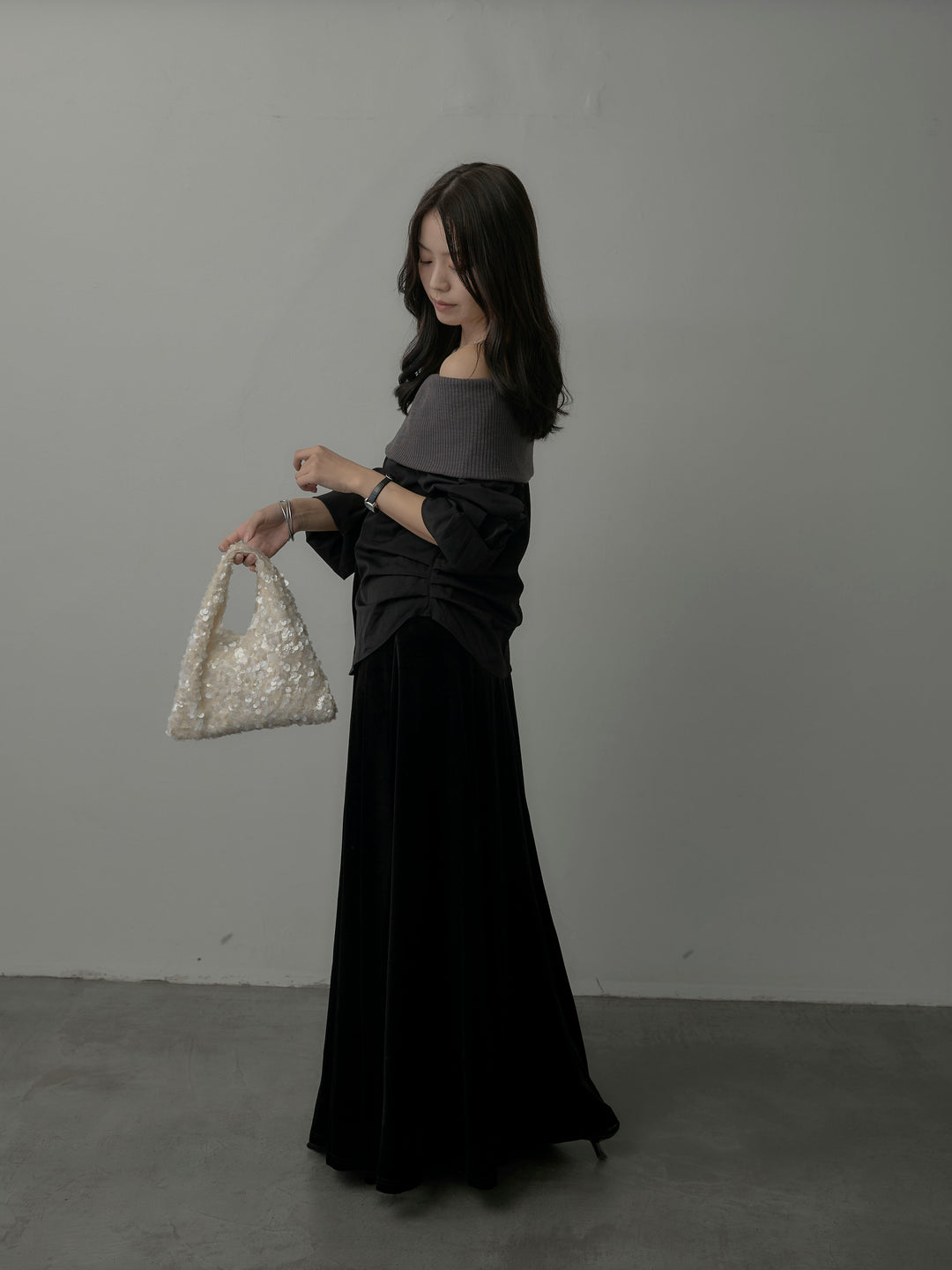 ベロアフレアロングスカート