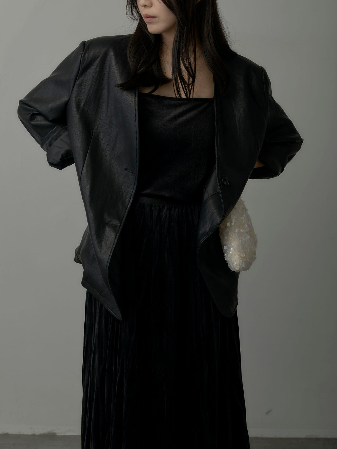 レザーノーカラージャケット