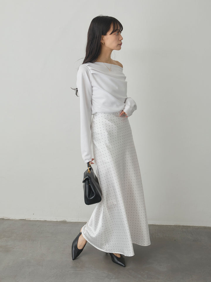 【Essential】2wayショルダードレープカットトップス