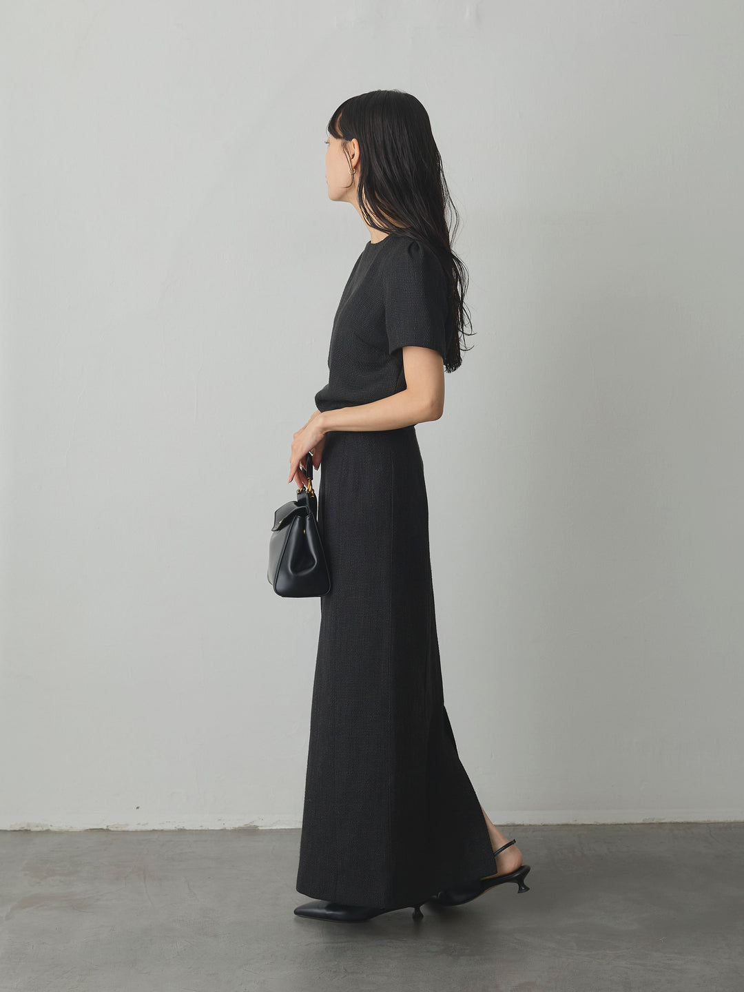 【SET】【Essential】ツイードハーフスリーブトップス+【Essential】ツイードペンシルスカート(2set)