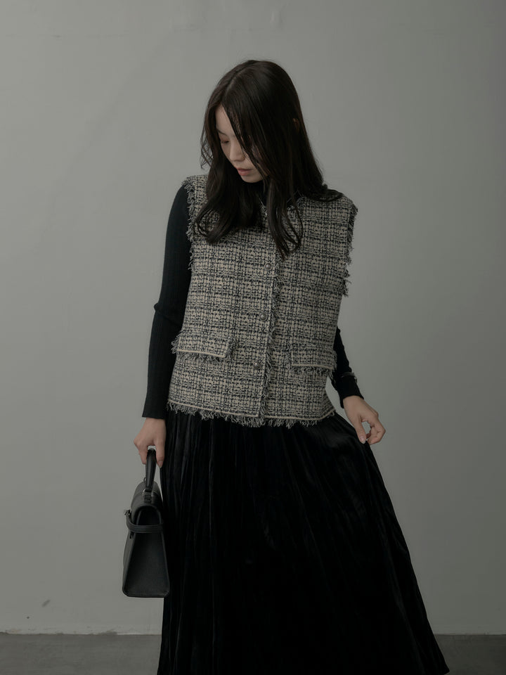 ツイードフリンジベスト