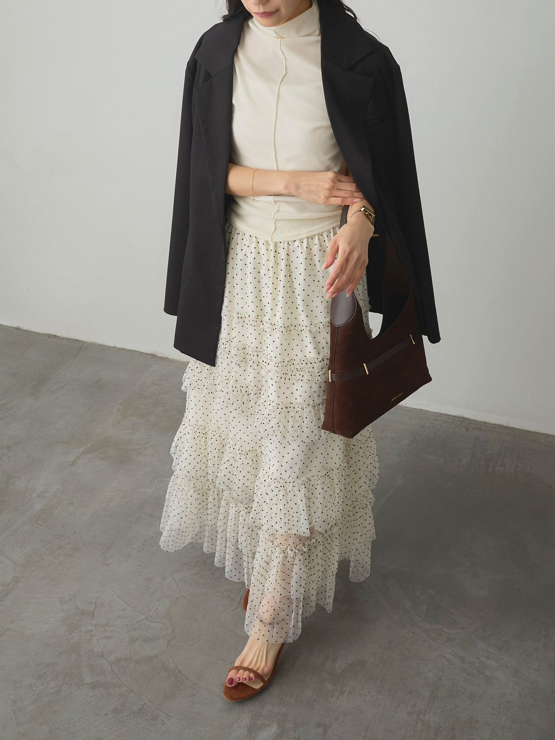 [予約]ドットチュールティアードスカート