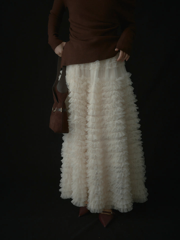 ドラマチックフリルチュールスカート