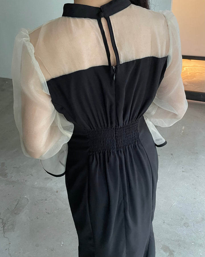 【essential】スタンドカラーマーメイドドレス