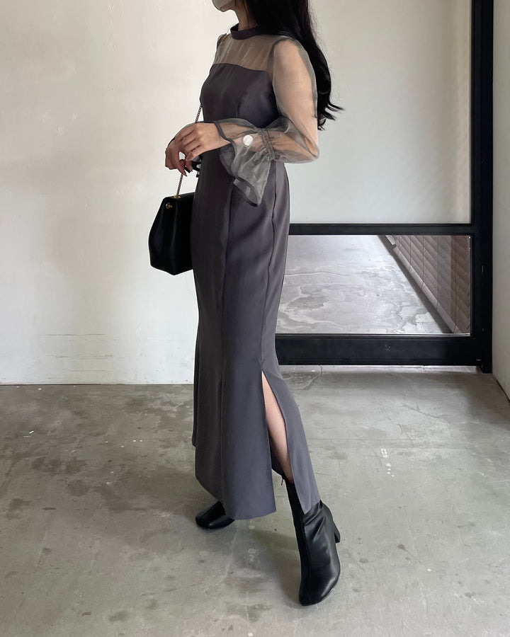 【essential】スタンドカラーマーメイドドレス