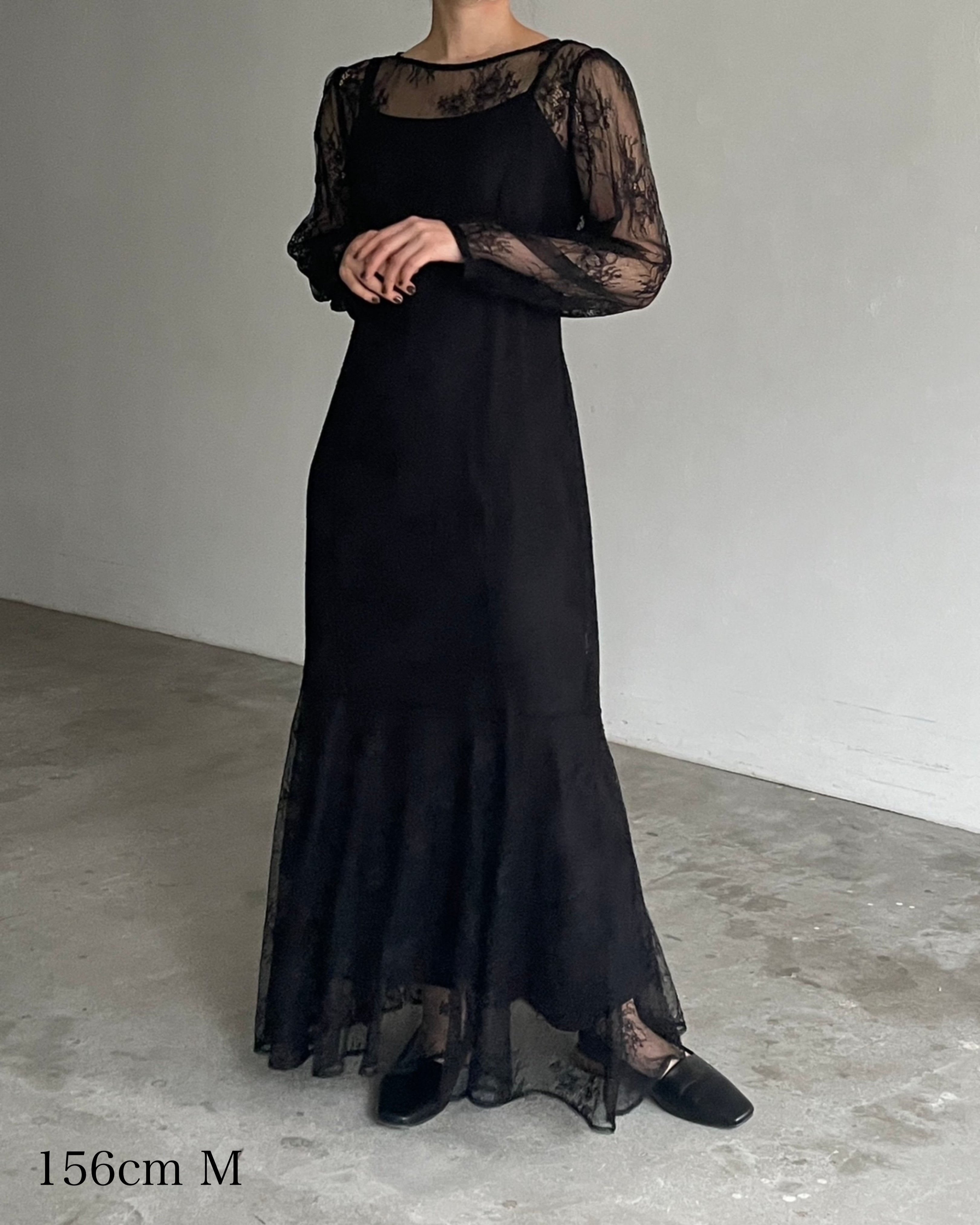 【nairo】レディシルエットレースドレス 黒 ロングワンピース Sサイズ Essential】レディシルエットレースドレス – nairo