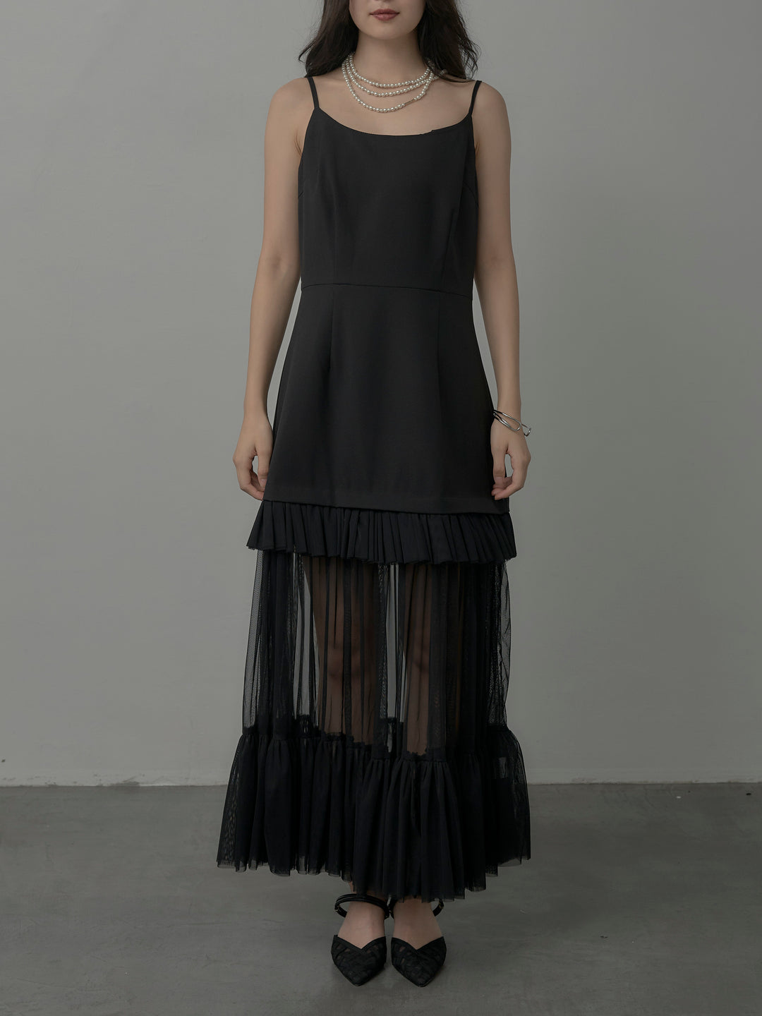 [予約]チュールドッキングキャミワンピース