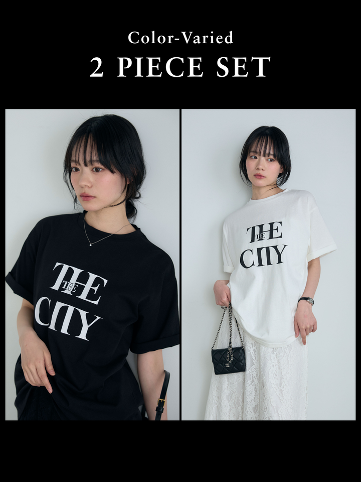 【SET】【cool touch】ロゴプリントコットンTシャツ+【cool touch】ロゴプリントコットンTシャツ(2set)