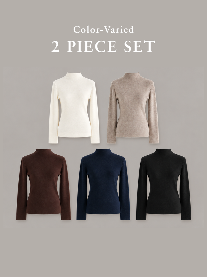 【SET】モックネックニットトップス+モックネックニットトップス(2set)