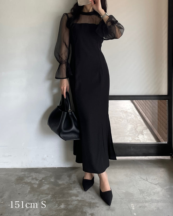 【essential】スタンドカラーマーメイドドレス