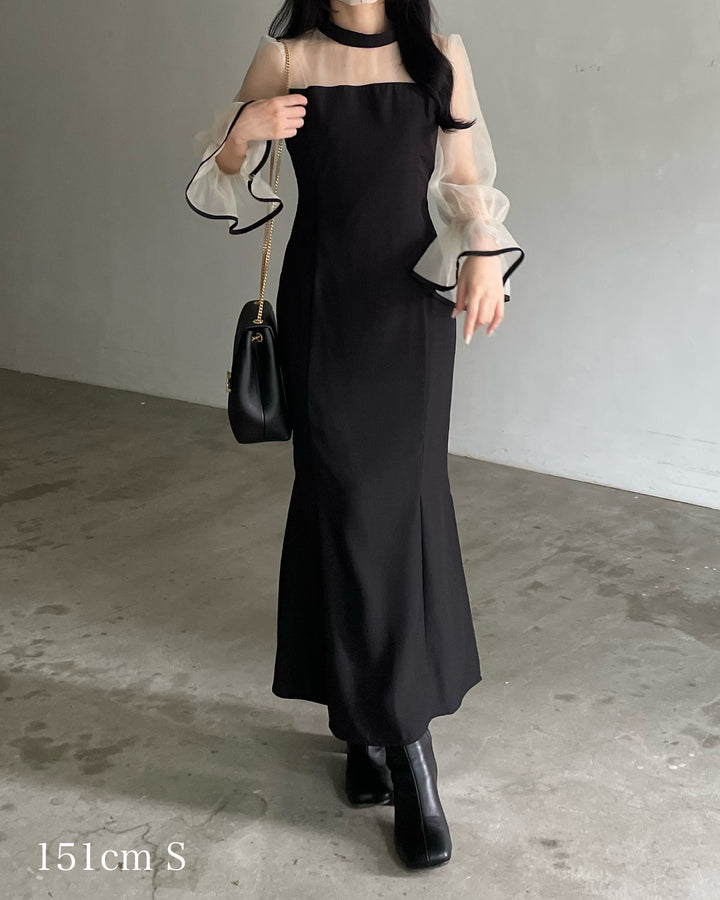 【essential】スタンドカラーマーメイドドレス