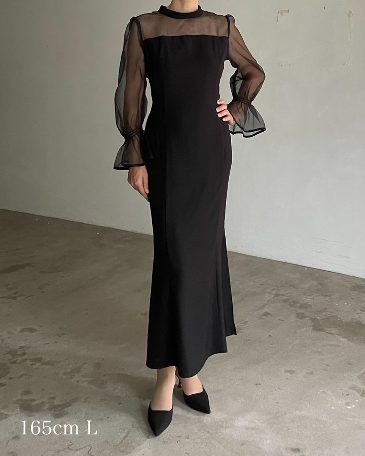 【essential】スタンドカラーマーメイドドレス
