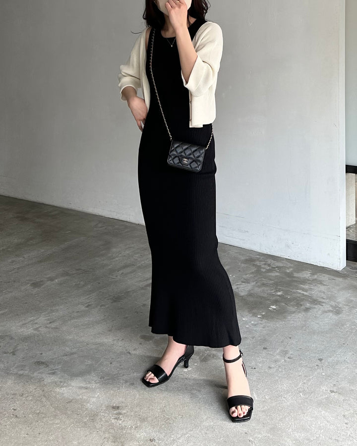 nairo ナイロ スタンドカラーマーメイドドレス S 黒